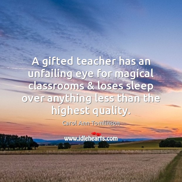 A gifted teacher has an unfailing eye for magical classrooms & loses sleep 