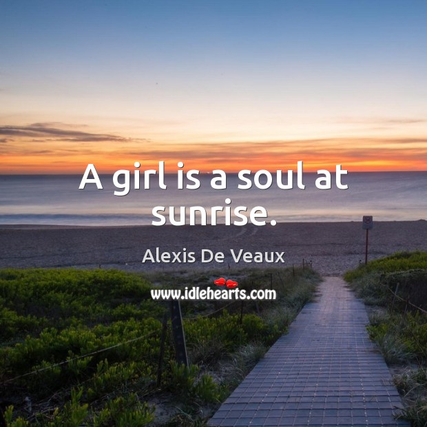 A girl is a soul at sunrise. Image