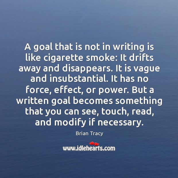 A goal that is not in writing is like cigarette smoke: It Writing Quotes Image