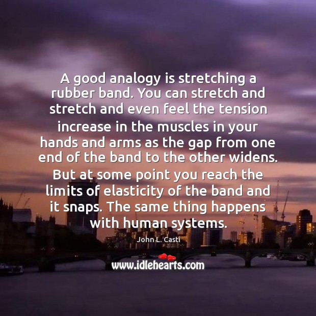 A good analogy is stretching a rubber band. You can stretch and 