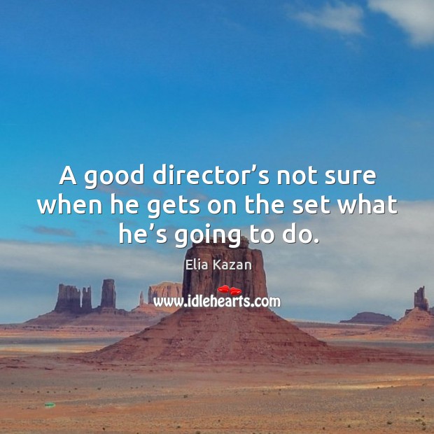 A good director’s not sure when he gets on the set what he’s going to do. Elia Kazan Picture Quote