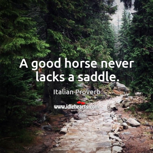 A good horse never lacks a saddle. Image