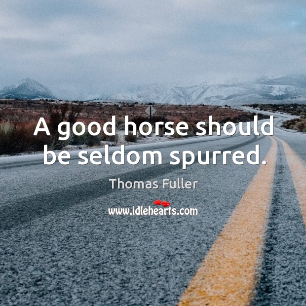 A good horse should be seldom spurred. Image