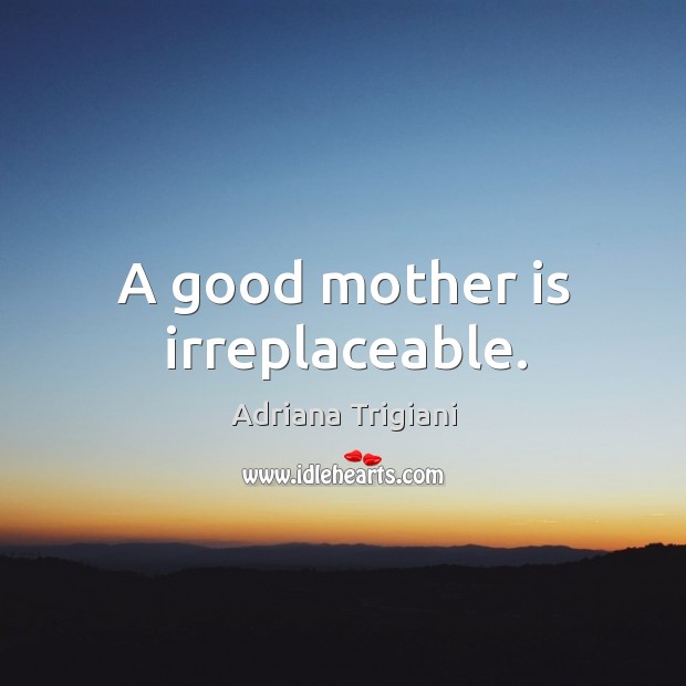 A good mother is irreplaceable. Adriana Trigiani Picture Quote