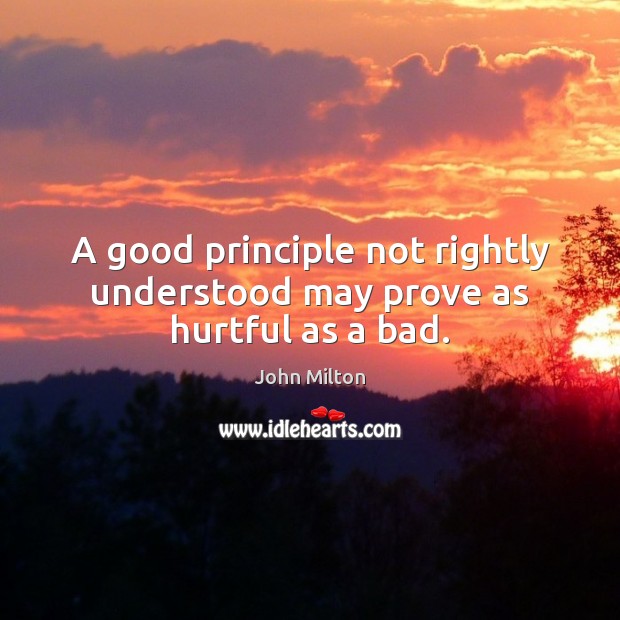 A good principle not rightly understood may prove as hurtful as a bad. Image