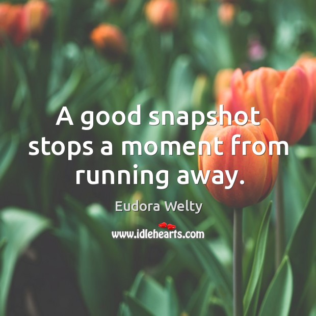 A good snapshot stops a moment from running away. Eudora Welty Picture Quote