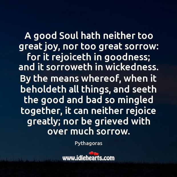 A good Soul hath neither too great joy, nor too great sorrow: Image