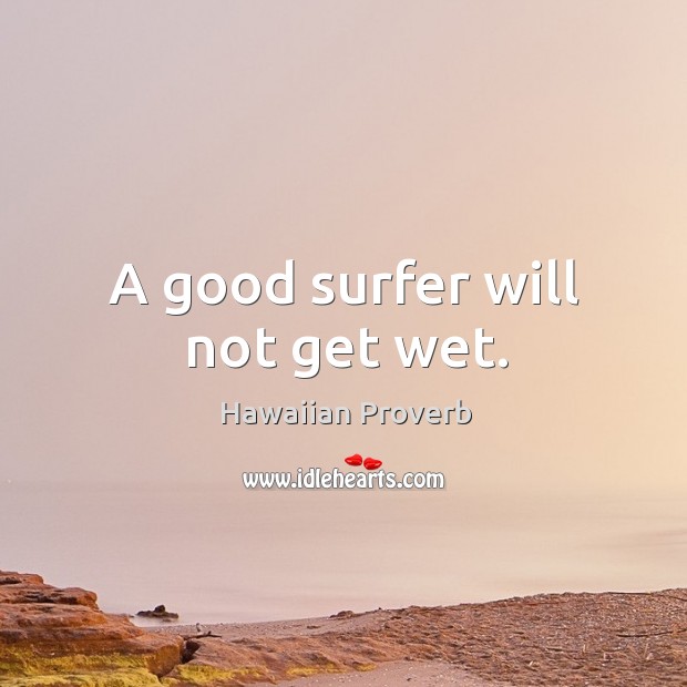 A good surfer will not get wet. Hawaiian Proverbs Image