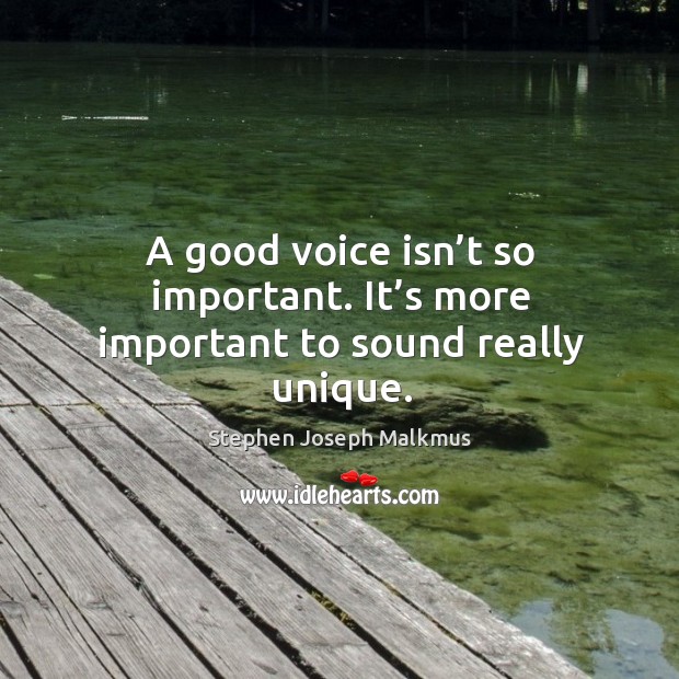 A good voice isn’t so important. It’s more important to sound really unique. Stephen Joseph Malkmus Picture Quote