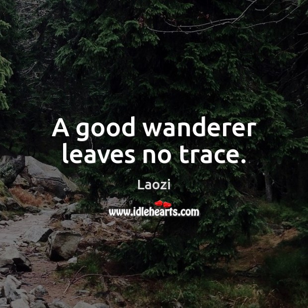 A good wanderer leaves no trace. Laozi Picture Quote