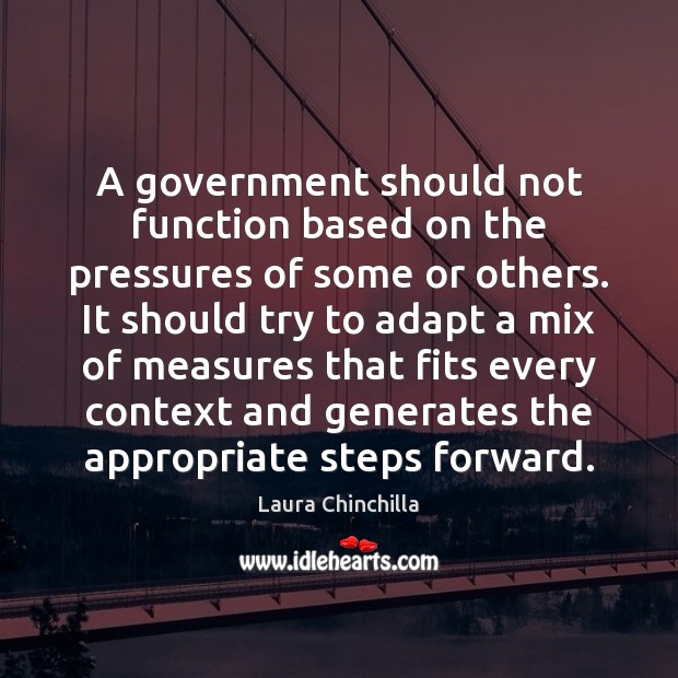 A government should not function based on the pressures of some or Laura Chinchilla Picture Quote