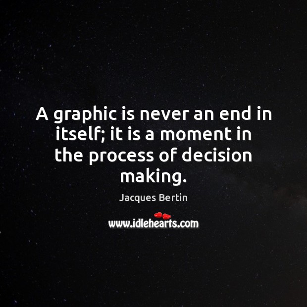A graphic is never an end in itself; it is a moment in the process of decision making. Jacques Bertin Picture Quote