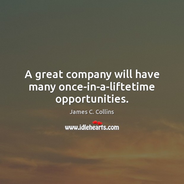 A great company will have many once-in-a-liftetime opportunities. James C. Collins Picture Quote