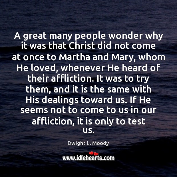A great many people wonder why it was that Christ did not Dwight L. Moody Picture Quote