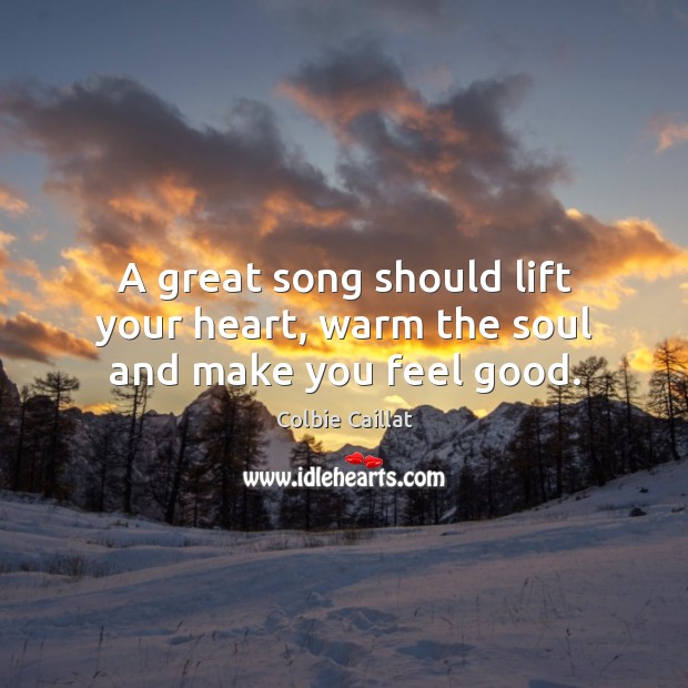 A great song should lift your heart, warm the soul and make you feel good. Colbie Caillat Picture Quote