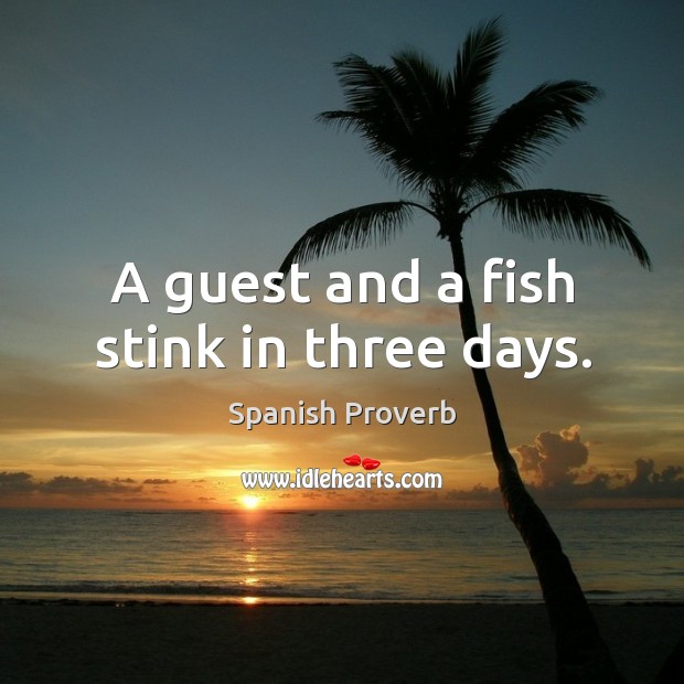 A guest and a fish stink in three days. Image