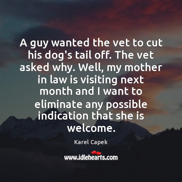 A guy wanted the vet to cut his dog’s tail off. The Karel Capek Picture Quote