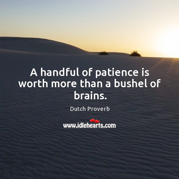A handful of patience is worth more than a bushel of brains. Dutch Proverbs Image