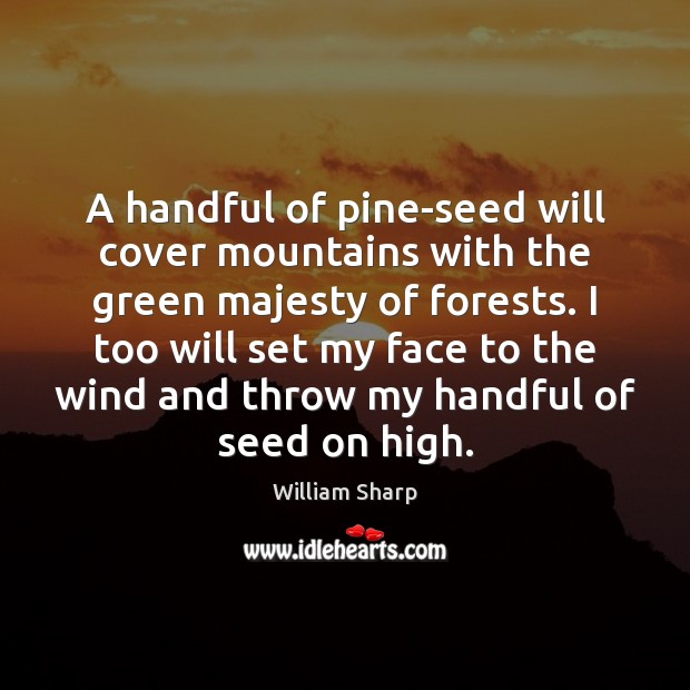 A handful of pine-seed will cover mountains with the green majesty of William Sharp Picture Quote