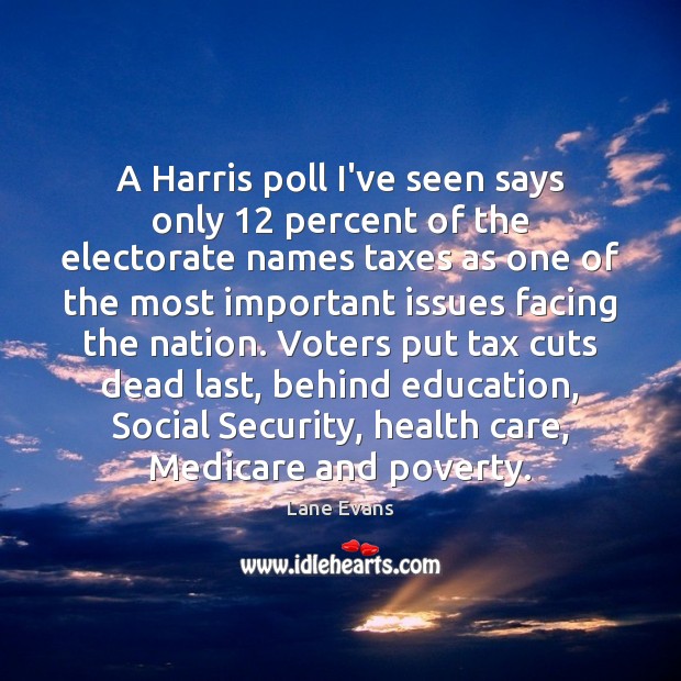 A Harris poll I’ve seen says only 12 percent of the electorate names Health Quotes Image