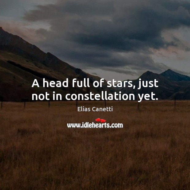 A head full of stars, just not in constellation yet. Elias Canetti Picture Quote