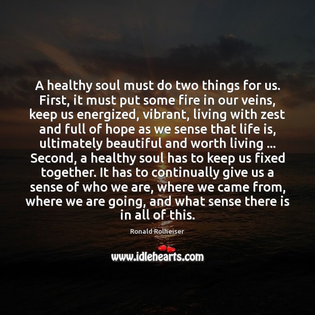 A healthy soul must do two things for us. First, it must Image