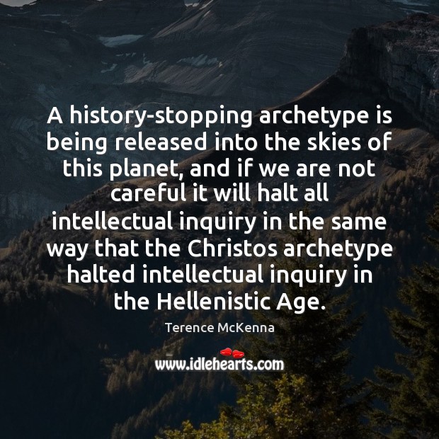 A history-stopping archetype is being released into the skies of this planet, Terence McKenna Picture Quote