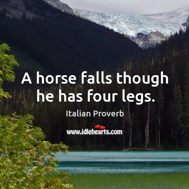 A horse falls though he has four legs. Image