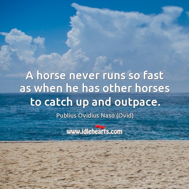 A horse never runs so fast as when he has other horses to catch up and outpace. Publius Ovidius Naso (Ovid) Picture Quote