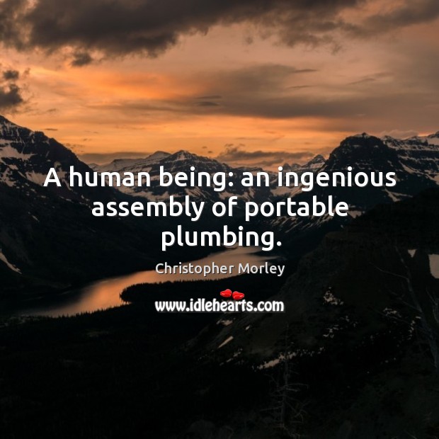 A human being: an ingenious assembly of portable plumbing. Christopher Morley Picture Quote