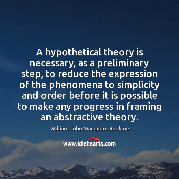 A hypothetical theory is necessary, as a preliminary step, to reduce the Image