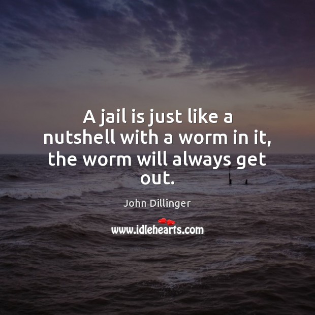 A jail is just like a nutshell with a worm in it, the worm will always get out. John Dillinger Picture Quote