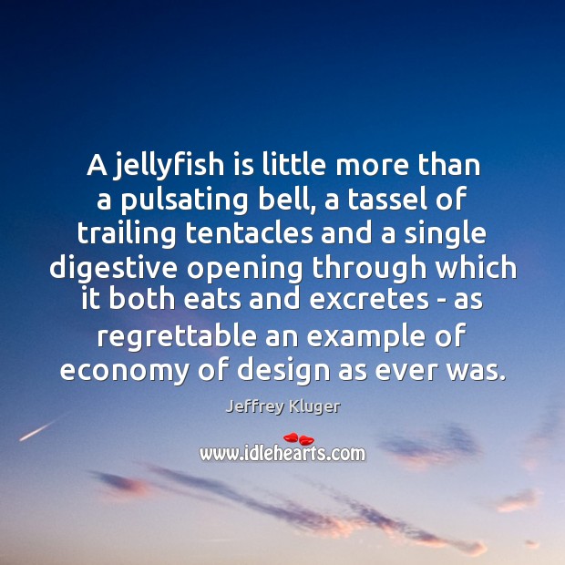 A jellyfish is little more than a pulsating bell, a tassel of Jeffrey Kluger Picture Quote