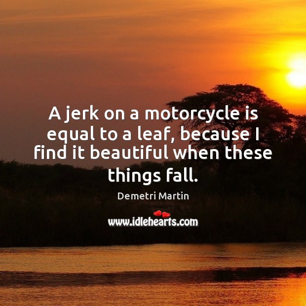 A jerk on a motorcycle is equal to a leaf, because I Demetri Martin Picture Quote