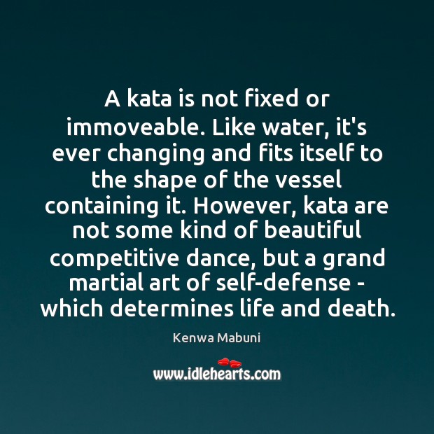 A kata is not fixed or immoveable. Like water, it’s ever changing Kenwa Mabuni Picture Quote