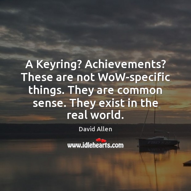 A Keyring? Achievements? These are not WoW-specific things. They are common sense. David Allen Picture Quote