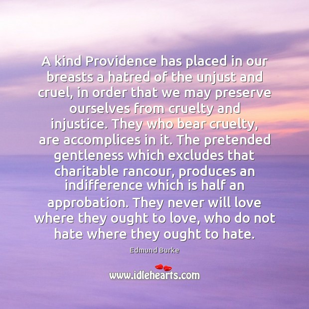 A kind Providence has placed in our breasts a hatred of the Edmund Burke Picture Quote