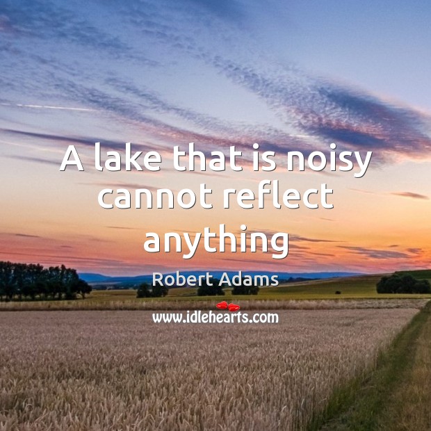 A lake that is noisy cannot reflect anything Robert Adams Picture Quote