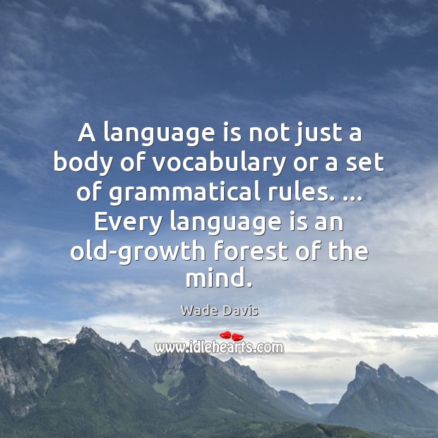 A language is not just a body of vocabulary or a set Wade Davis Picture Quote