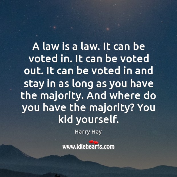 A law is a law. It can be voted in. It can Harry Hay Picture Quote