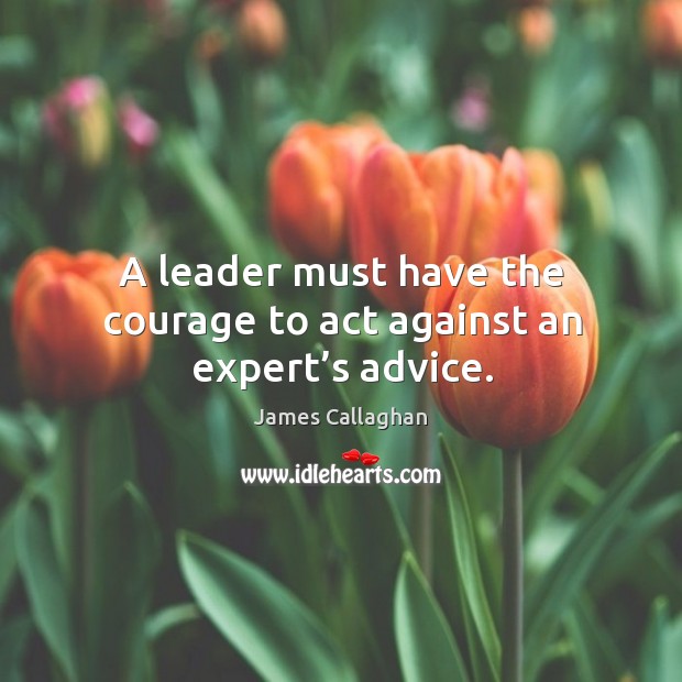 A leader must have the courage to act against an expert’s advice. James Callaghan Picture Quote