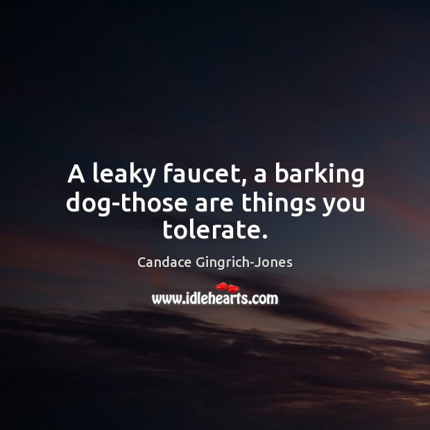 A leaky faucet, a barking dog-those are things you tolerate. Candace Gingrich-Jones Picture Quote