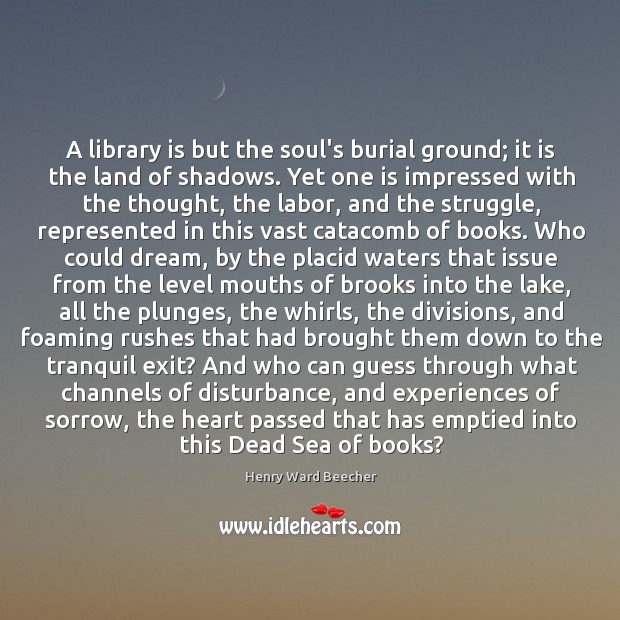 A library is but the soul’s burial ground; it is the land Image