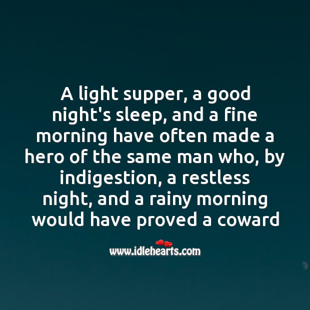 A light supper, a good night’s sleep Good Night Quotes Image