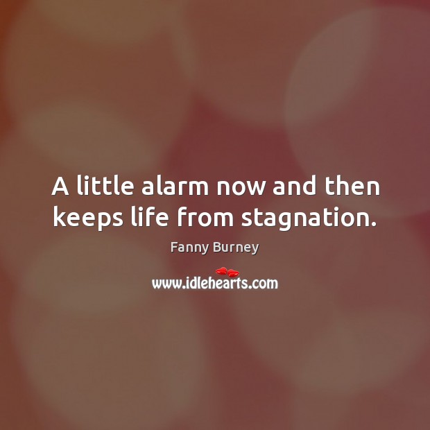 A little alarm now and then keeps life from stagnation. Fanny Burney Picture Quote