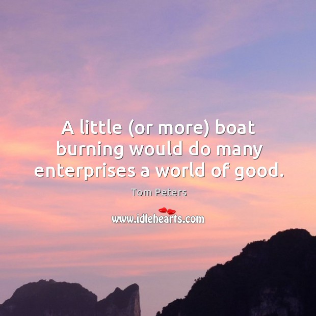 A little (or more) boat burning would do many enterprises a world of good. Image