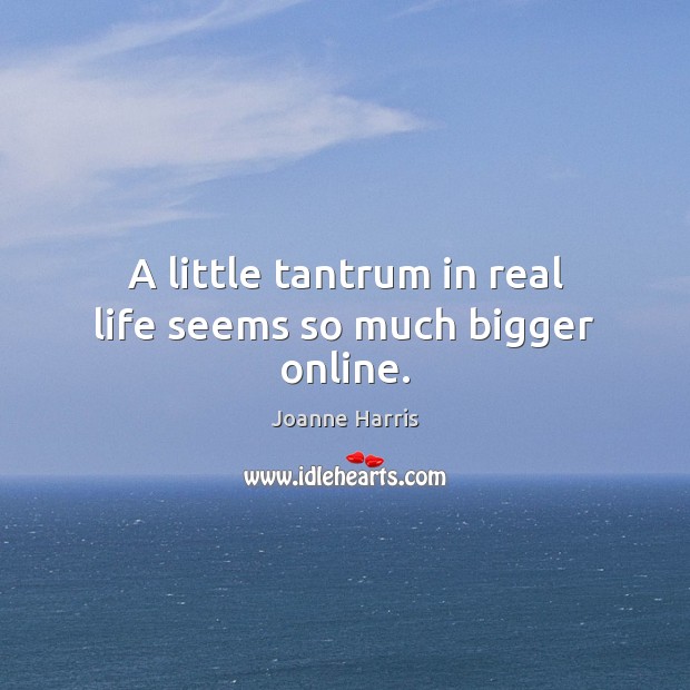 A little tantrum in real life seems so much bigger online. Real Life Quotes Image