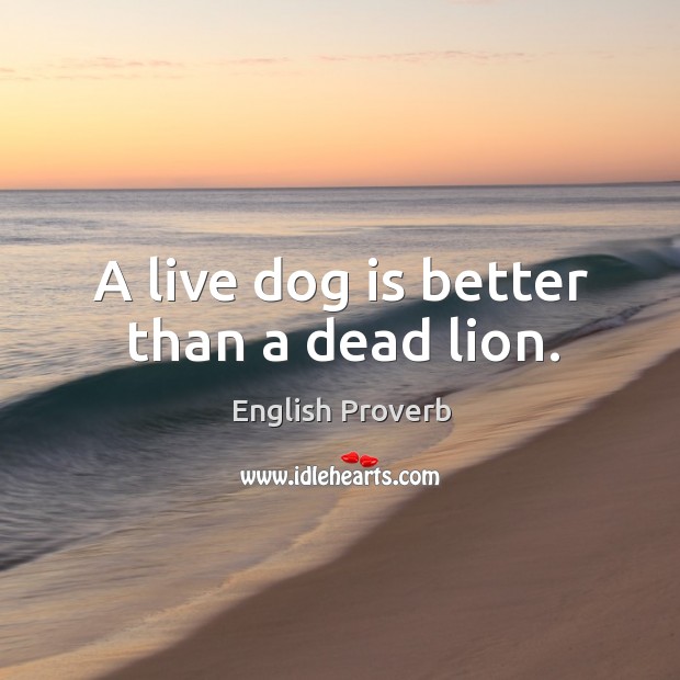 A live dog is better than a dead lion. Image