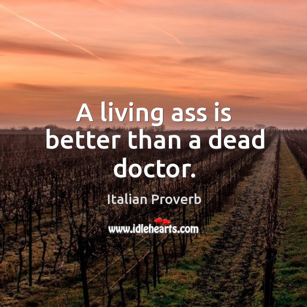 A living ass is better than a dead doctor. Image