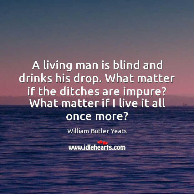A living man is blind and drinks his drop. What matter if William Butler Yeats Picture Quote